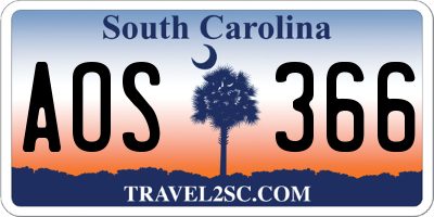 SC license plate AOS366
