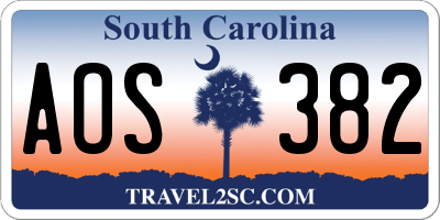 SC license plate AOS382