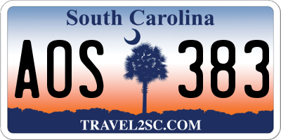 SC license plate AOS383