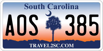 SC license plate AOS385