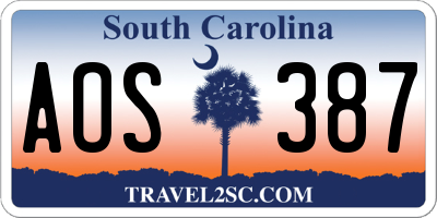 SC license plate AOS387