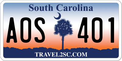 SC license plate AOS401