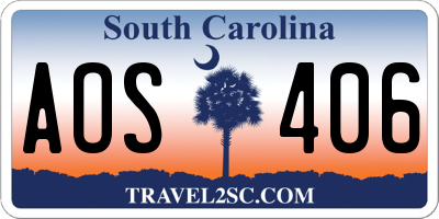 SC license plate AOS406