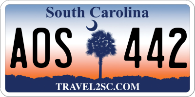 SC license plate AOS442