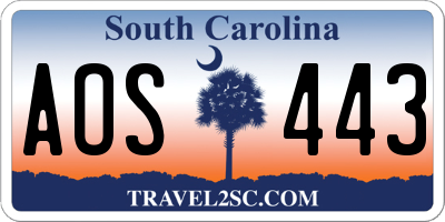 SC license plate AOS443