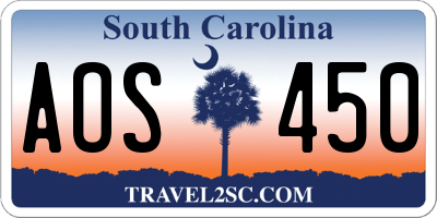 SC license plate AOS450