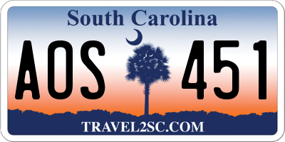 SC license plate AOS451