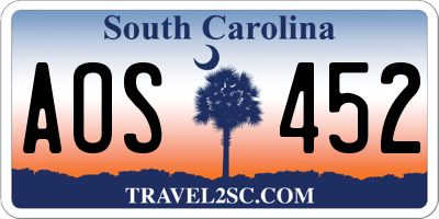 SC license plate AOS452