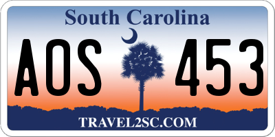 SC license plate AOS453