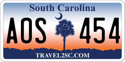 SC license plate AOS454