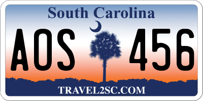 SC license plate AOS456