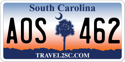 SC license plate AOS462