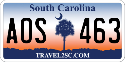 SC license plate AOS463