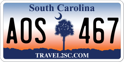 SC license plate AOS467