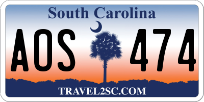 SC license plate AOS474