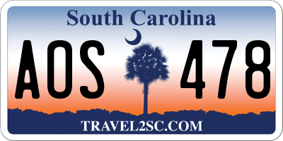 SC license plate AOS478