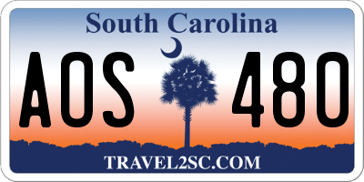 SC license plate AOS480