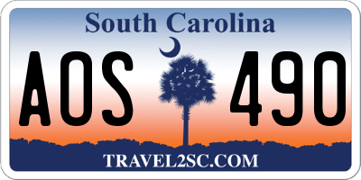 SC license plate AOS490