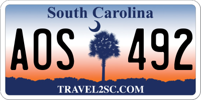 SC license plate AOS492