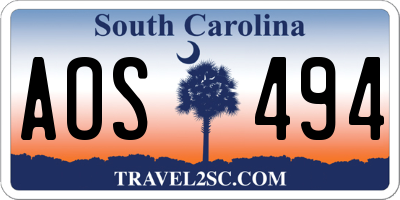 SC license plate AOS494