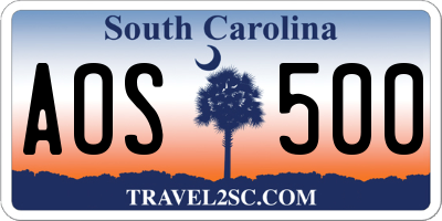 SC license plate AOS500