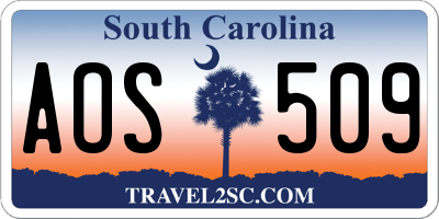 SC license plate AOS509