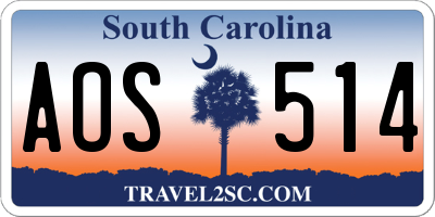 SC license plate AOS514