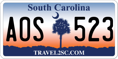 SC license plate AOS523