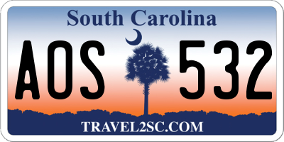 SC license plate AOS532