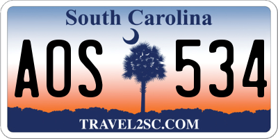 SC license plate AOS534