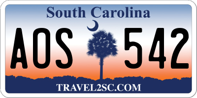 SC license plate AOS542