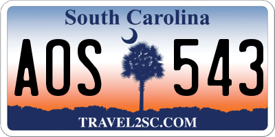 SC license plate AOS543