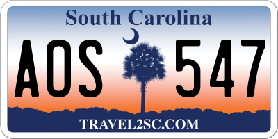 SC license plate AOS547