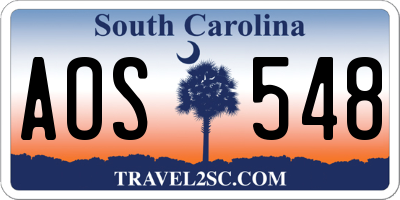 SC license plate AOS548