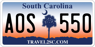 SC license plate AOS550
