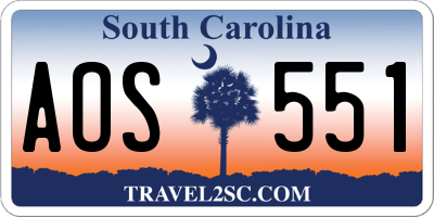 SC license plate AOS551