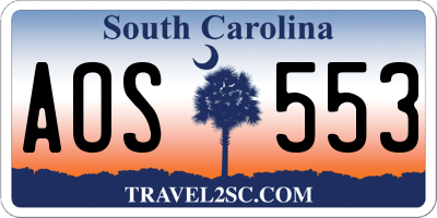 SC license plate AOS553