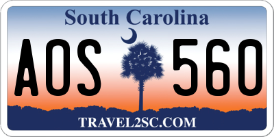 SC license plate AOS560