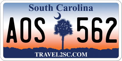 SC license plate AOS562