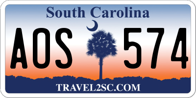 SC license plate AOS574