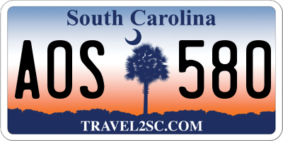 SC license plate AOS580