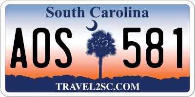 SC license plate AOS581