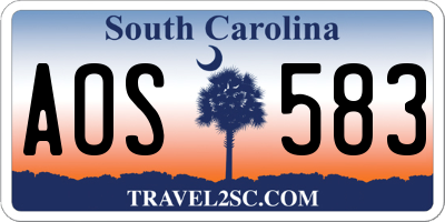 SC license plate AOS583