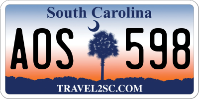 SC license plate AOS598