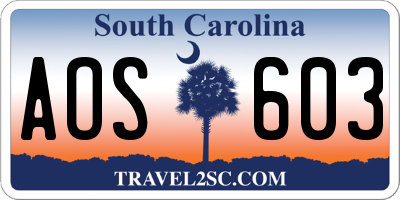 SC license plate AOS603
