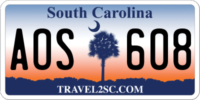 SC license plate AOS608