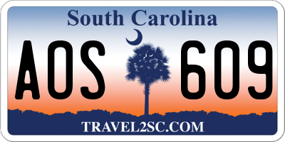 SC license plate AOS609