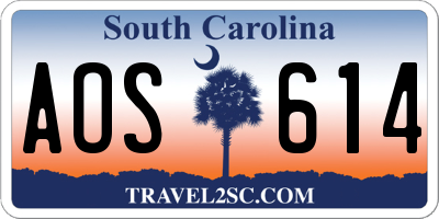 SC license plate AOS614
