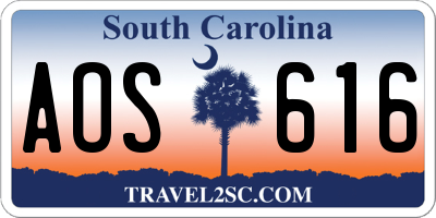 SC license plate AOS616