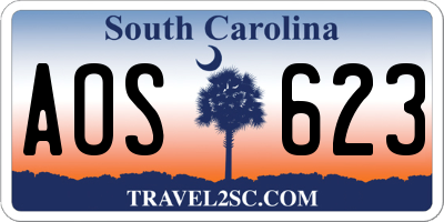 SC license plate AOS623